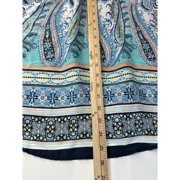 Valerie Stevens Women's colorful peasant bohemian Blouse M Lace Back Tie Front - Picture 13 of 13